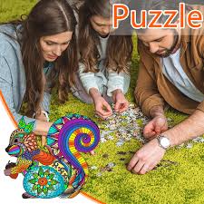 Wooden 3d puzzles by ugears the very first jigsaw puzzles were made out of wood in europe in the 1760s and initially were just maps cut into little pieces that fit together. Wooden Puzzle Unique Shape Pieces 3d Animal Puzzle Gift For Adults And Kids Walmart Canada