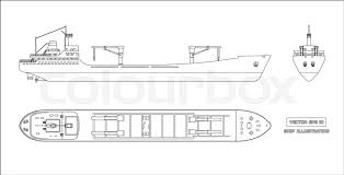 Outline Drawing Of Cargo Ship On A Stock Vector Colourbox Since the introduction of container carriers there has been a continuing growth in ship size and container capacity.
