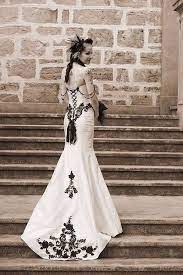 Elegant Vintage Black White Mermaid Gown Gothic Wedding Dress Victorian Gothic Wedding Halloween Wedding Dresses