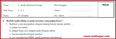 Soal Pts Tematik Kelas 4 Tema 2 Semester 1 Ganjil Soalbagus Com