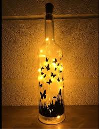 Butterfly Light Up Bottle Gift Present In 2020 Bottle Art Glass Bottles Art Wine Bottle Art