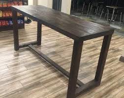 Reclaimed Wood Bar Table Restaurant Counter Community Communal Rustic Cafe Conference Office Pub High Top Long Thin Caster Wheels Power Usb Wood Bar Table Reclaimed Wood Bars Wood Bars