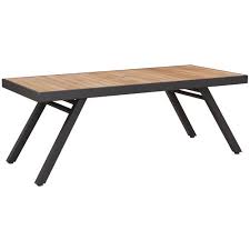 St Lucia Aluminium Teak Outdoor Dining Table With Umbrella Hole Temple Webster