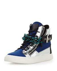 Black And Silver High Top Sneakers Giuseppe Zanotti Mens Satin Metallic Chain High Top Sneaker Blue Silver High Top Sneakers Black High Top Sneakers Sneakers