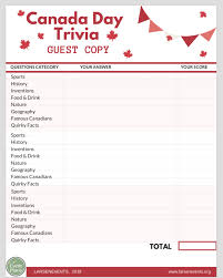 What was the name of the u.s. Canada Day Trivia Game Have Fun With Your Guests Test Your Knowledge Larsen Events