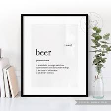 Beer Dictionary Definition Meaning Printable Art Kitchen Etsy Alcoholic Drinks Kitchen Art Printables Drinking Quotes