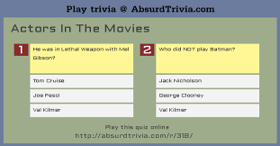 Plus, learn bonus facts about your favorite movies. Trivia Quiz Actors In The Movies