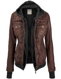 Womens Leather Jacket Zippered Midsection Fleece Inner With Hoodie Four Pockets Two Chest Two Side 100 Genuine Leather Leather Jackets Women Fashion Clothes