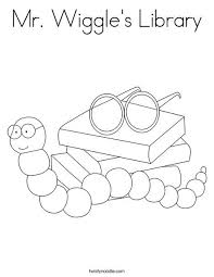 Mr Wiggle S Library Coloring Page Library Week Kindergarten Library Coloring Pages