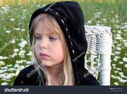 Little Blond Girl Black Hoodie Wild Stock Photo 169366499