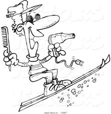 Get a catchy salon name and logo to attract new clients to your hair styling, nail salon and beauty salon services like a magnet!. Vector Of A Cartoon Skiing Hairstylist Coloring Page Outline By Toonaday 13307