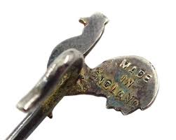 Set of six silver and enamel cockerel cocktail sticks by Adolph Scott