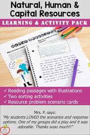Natural Human Capital Resources Learning Activity Pack Capital Resources Elementary Resources Learning Activities
