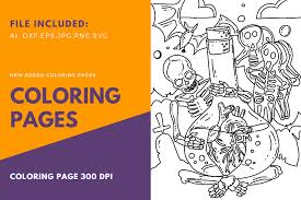 Print and color halloween pdf coloring books from primarygames. Halloween Spooky Skeleton Coloring Page Graphic By Stanosh Creative Fabrica