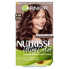 Get quality permanent hair dyes at tesco. Garnier Nutrisse Ultra Permanent Hair Dye Frosted Chestnut Brown 5 25 Sainsbury S