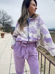 Sweat femme imprimé dans notre atelier breton. Sweat Molleton Imprime Didi Violet Femme Lilou By M