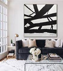 Minimalist Painting Black And White Abstract Art Large Wall Living Room Decor Apartment Living Room Decor Modern Minimalist Living Room