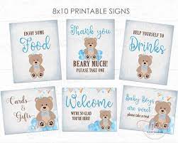 Teddy Bear Baby Shower Signs Set Of 6 Table Signs Door Signs Teddy Bear Signs Welcome Sign Food Sign Favors Sign Printable Files Hm888 In 2021 Teddy Bear Baby Shower Baby
