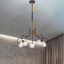 Beautiful glass shades for your light decor. Oval Clear Glass Shade Ceiling Chandelier Post Modern 5 9 Head Black And Gold Pendant Light Fixture Beautifulhalo Com