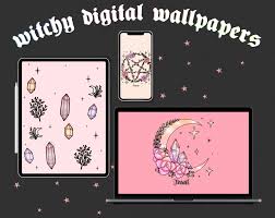 Witchy backgrounds for different platforms by. Witchy Digital Wallpapers Pack Download For Phonepc Or Ipad Etsy