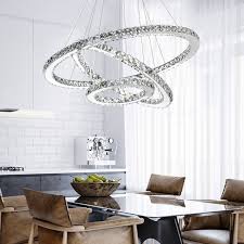 Contemporary Ring Crystal Chandelier Led Pendant Light For Dining Room 7pm Lighting