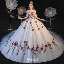 Weitere ideen zu hochzeitskleid spitze, hochzeitskleid, hochzeit. Blumenfee Weiss Hochzeits Brautkleider Hochzeitskleider 2021 Ballkleid Off Shoulder Kurze Armel Ruckenfreies Rose Applikationen Spitze Glanz