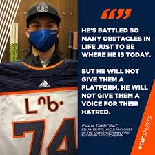 Ethan bear is a canadian professional ice hockey defenceman currently playing for the edmonton oilers in the national hockey league. Hockey Night In Canada On Twitter Evantaypotat Ethan Bear S Uncle And Chief Of The Kahkewistahaw First Nation In Saskatchewan Said Bear Will Not Give Anonymous Trolls A Voice For Their Hatred