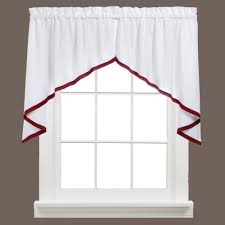 red swag valances & kitchen curtains