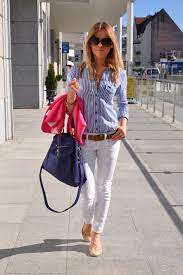Pantalon rayé pour femme bleu à 54€ la fée maraboutée née en france, fabriquée en europe. Epingle Sur Office Work Outfits