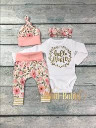 Fille Nouveau Nee Revient Tenue A La Maison Bonjour Ensemble Etsy In 2020 Baby Coming Home Outfit Girls Coming Home Outfit Coming Home Outfit