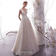 Desideri un abito da sposa semplice? Abito Da Sposa Semplici Perline Profondo Scollo A V Una Linea Pavimento Lunghezza Www Ysun It