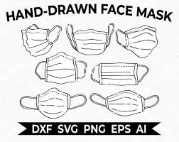 Hand Drawn Face Mask Bundle Medical Mask Surgical Mask Svg Png Eps Ai Dxf Instant Download Sil Mask Drawing How To Draw Hands Face Drawing