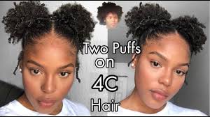 Long, thick hair takes forever to style and requires countless products just to make it brushable! Two Sleek Puffs On Short Thick 4c Natural Hair Youtube 4c Natural Hair Natural Hair Styles Short And Thick
