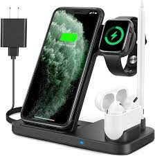Here we bring the best devices now available on the market to today the world is of wireless charging; Amazon Com Powlaken Wireless Charging Station 4 In 1 Charging Dock Station Compatible With Apple Iwatch Series Se 6 5 4 3 2 Airpods Pro 2 And Pencil Fast Wireless Charger For Iphone 11 11 Pro Max Xr Xs