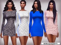 Short Dress With Long Sleeve Found In Tsr Category Sims 4 Female Clothing Sets Short Dresses Sims 4 Clothing Sims 4 Dresses