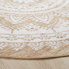 Verkaufe meinen wunderschönen mandala teppich. Runder Teppich Aus Jute Und Weisser Baumwolle D180 Mandala Maisons Du Monde