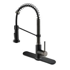 These kitchen faucet commercial can help in your quest of adding elegance and glamor to your kitchen or bathroom. Kraus Bolden Single Handle Commercial Kitchen Faucet With Deck Plate Matte Black Black Stainless 18 In Kpf 1610mbsb Dp03sb Rona
