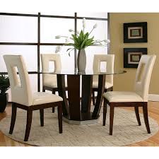 Emerson Round Dinette With Ivory Vinyl Chairs Dining Room Sets Four Seater Dining Table Furniture