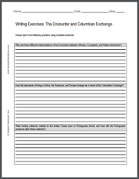 Encounter And Columbian Exchange Writing Exercises Free To Print Pdf File For High School World Histor Writing Exercises Essay Questions Columbian Exchange