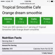 User Added Tropical Smoothie Cafe Orange Dream Calories