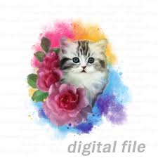 Cat Png Rainbow Sublimation Designs Download Cat Lover Gift Waterslide Images Digital Download Cat Clipart Instant Download In 2021 Watercolor Cat Wolf Wall Art Sublime