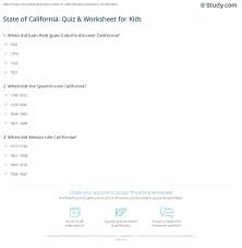 Aug 18, 2021 · a comprehensive database of more than 114 spanish quizzes online, test your knowledge with spanish quiz questions. State Of California Quiz Worksheet For Kids Study Com