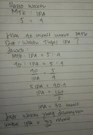 4 waktu yang diperlukan untuk mengerjakan. Rasio Waktu Yang Diluangkan Ucrit Untuk Mengerjakan Tugas Matematika Terhadap Ipa Adalah 5 Banding Brainly Co Id