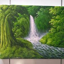 Dalam ruangan interior, dengan hadirnya lukisan air terjun menjadikan suasana dalam ruangan menjadi lebih mewah dan berkelas dengan sentuhan nuansa. Super Lukisan Tangan Asli Bahan Kanvas Air Terjun Sawah Shopee Indonesia