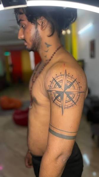 Compass Tattoo Shoulder Men