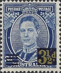 Stamp 3 5d On 3d Australia King George Vi Queen Elizabeth Fauna Of Australia Mi Au 161 Sn Au 189 Yt Au 141 Sg A Fauna Of Australia King George George Vi