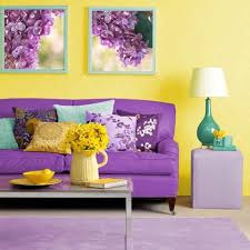 Matching Colors Of Wall Paint Wallpaper Patterns And Existing Home Furnishings Purple Living Room Yellow Living Room Living Room Decor Purple