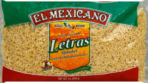 This gallo pasta in the shape of letters is ideal for children to enjoy eating. El Mexicano Alphabet Pasta 7 Oz Fry S Food Stores