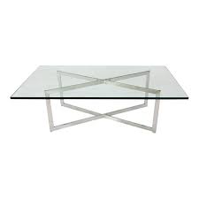 1970s Mid Century Modern Stainless Chrome X Base Coffee Table With Glass Top Coffee Table Coffee Table To Dining Table Living Room Coffee Table