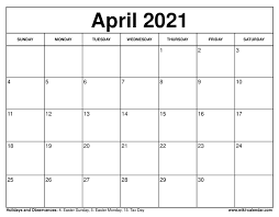 It is also marked as a jazz appreciation month. Free Printable April 2021 Calendars